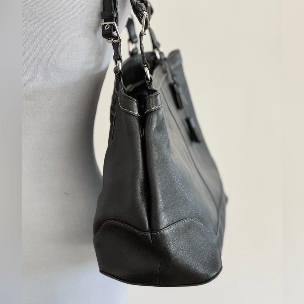 Vintage Coach Weekender Black Leather Tote Bag - Picture 3 of 13